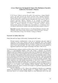 A Love That Cares Not Speak Its Name: Clive Durham as Narrative