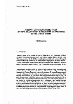 Rapping - a sociolinguistic study of oral tradition in black urban