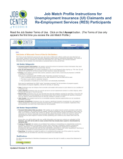 Job Match Profile Instructions for Unemployment Insurance (UI