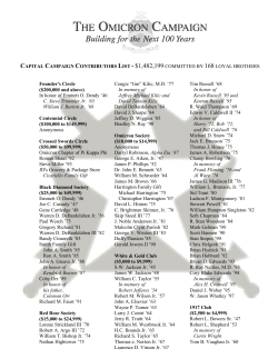 CAPITAL CAMPAIGN CONTRIBUTORS LIST