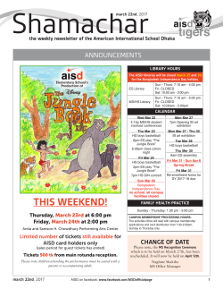 this weekend! - American International School Dhaka