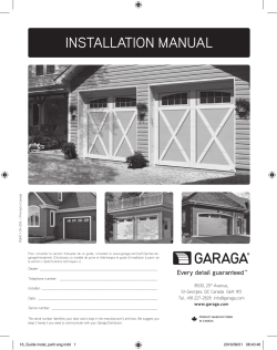installation manual - Garaga Garage Doors