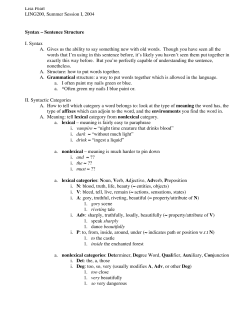 Syntax – Sentence Structure