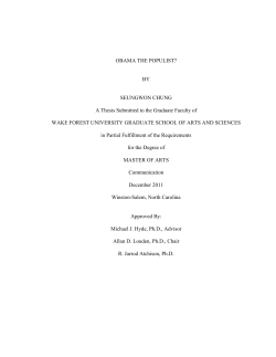 OBAMA THE POPULIST? - WakeSpace Scholarship