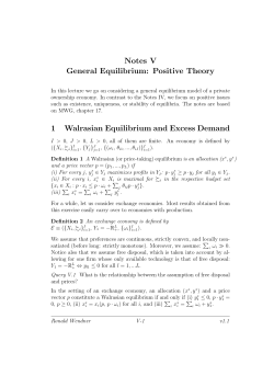 Notes V General Equilibrium: Positive Theory 1 Walrasian