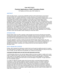 Practical Applications of SAS&reg; Simulation Studio