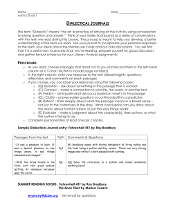 dialectical journals - Dickson County High School