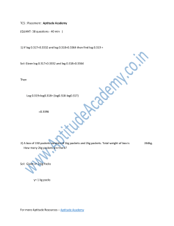 For more Aptitude Resources &ndash; Aptitude Academy TCS : Placement