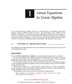 1.1 SYSTEMS OF LINEAR EQUATIONS