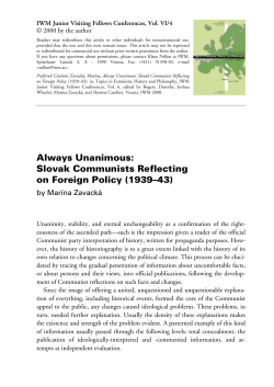 Always Unanimous: Slovak Communists Reflecting on