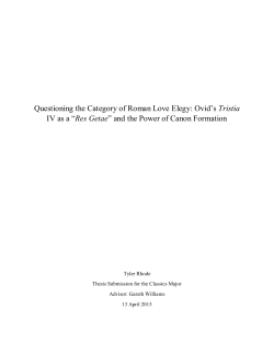 Questioning the Category of Roman Love Elegy