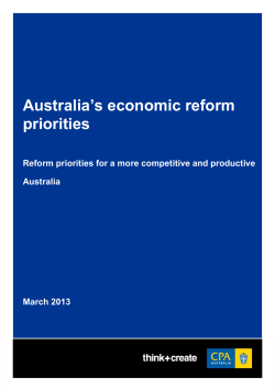 Australia`s Economic Reform Priorities