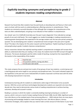 Explicitly teaching synonyms and paraphrasing to grade