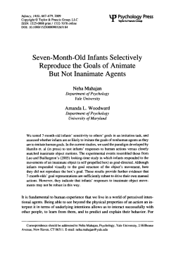 Seven month-old infants selectively reproduce the goals of animate