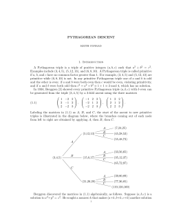 PYTHAGOREAN DESCENT 1. Introduction A Pythagorean triple is a
