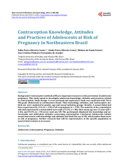 Contraception Knowledge, Attitudes and Practices of Adolescents at