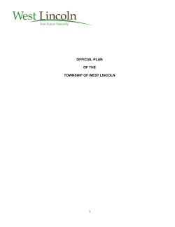 OFFICIAL PLAN OF THE TOWNSHIP OF WEST LINCOLN