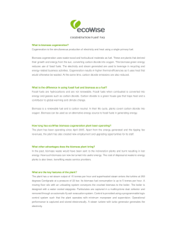 COGENERATION PLANT FAQ What is biomass