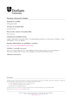 An anthropological perspective on the mosque in Pakistan