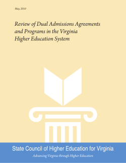 Review of Dual Admissions Agreements and Programs in the
