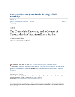 The Crisis of the University in the Context of Neoapartheid: A View