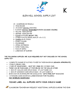 glen hill school supply list