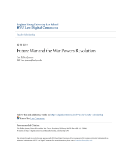 Future War and the War Powers Resolution