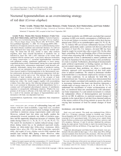 Nocturnal hypometabolism as an overwintering strategy of red deer