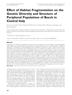 Effect of Habitat Fragmentation on the Genetic Diversity and