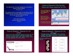 Chemical Elements (the Periodic Table) and those essential for life