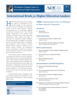 China - Emerging Opportunities and Challenges in Higher
