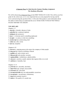 A Separate Peace​ by John Knowles Summer Reading Assignment