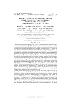 residues of neonicotinoid insecticides in bee collected plant