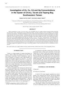 Investigation of Zn, Cu, Cd and Hg Concentrations in the Oyster of