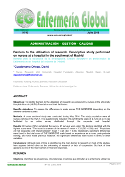 Barriers to the utilisation of research. Descriptive