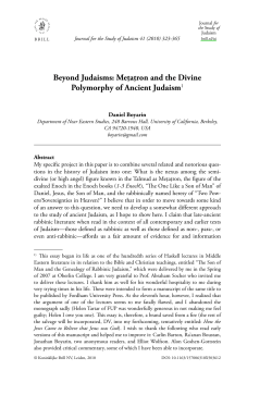 Beyond Judaisms - Department of Near Eastern Studies