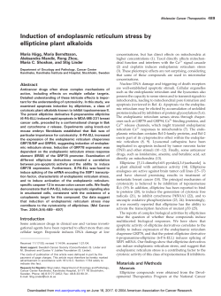 Induction of endoplasmic reticulum stress by ellipticine plant alkaloids
