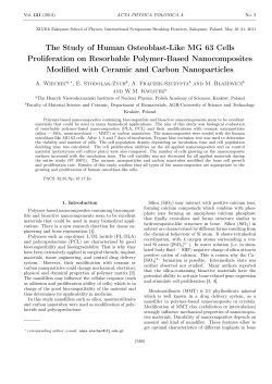 The Study of Human Osteoblast-Like MG 63 Cells Proliferation on