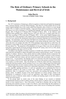 The Role of Ordinary Primary Schools in the Maintenance and