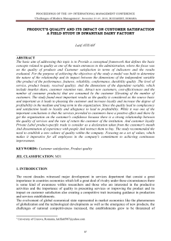 PRODUCT`S QUALITY AND ITS IMPACT ON CUSTOMER