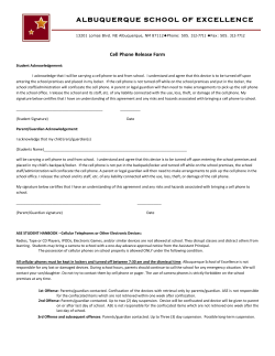 Cell Phone Release Form - Albuquerque School of Excellence