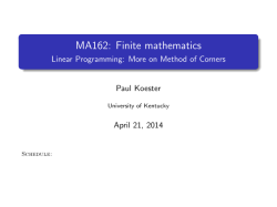 on Method of Corners - Mathematics