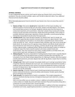 Suggested Financial Procedures For School Support Groups