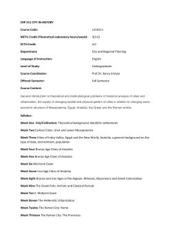 CRP 211 The City in History I - Department Of City And Regional