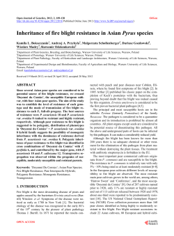 Inheritance of fire blight resistance in Asian Pyrus species