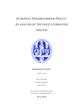 EUROPEAN NEIGHBOURHOOD POLICY: AN ANALYSIS OF THE