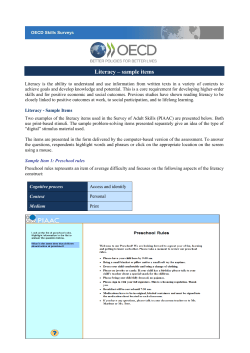 Literacy &ndash; sample items