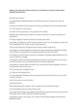 Address to the nation by President Jacob Zuma on the