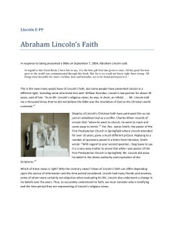 Abraham Lincoln`s Faith