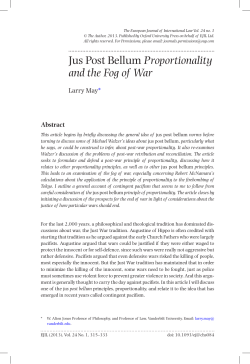 Jus Post Bellum Proportionality and the Fog of War